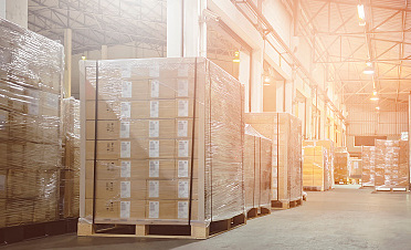 Warehouse with palletized LTL freight ready for shipping